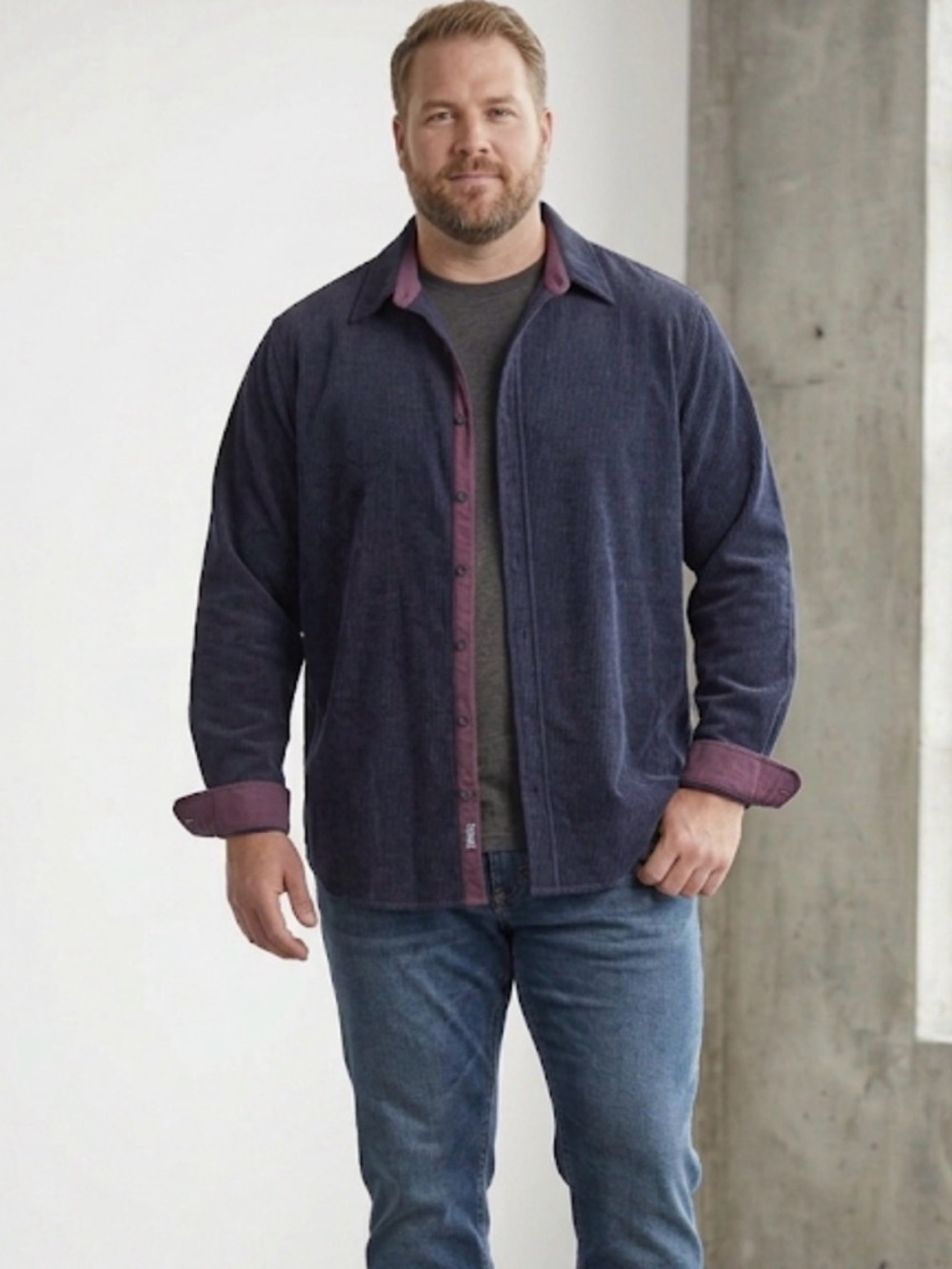 BLAST Vintage Pinstripe Dress Shirt, Men’s 1X Plus, Blue White